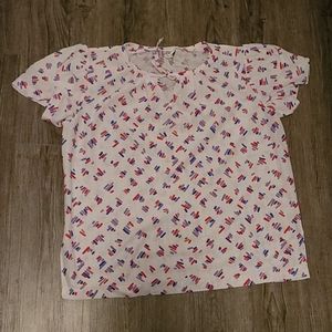 White & pattern blouse